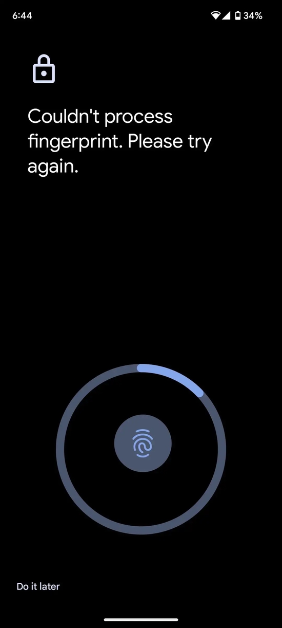 pixel 6a升至android 13后出现解锁缓慢、无法新增指纹错误